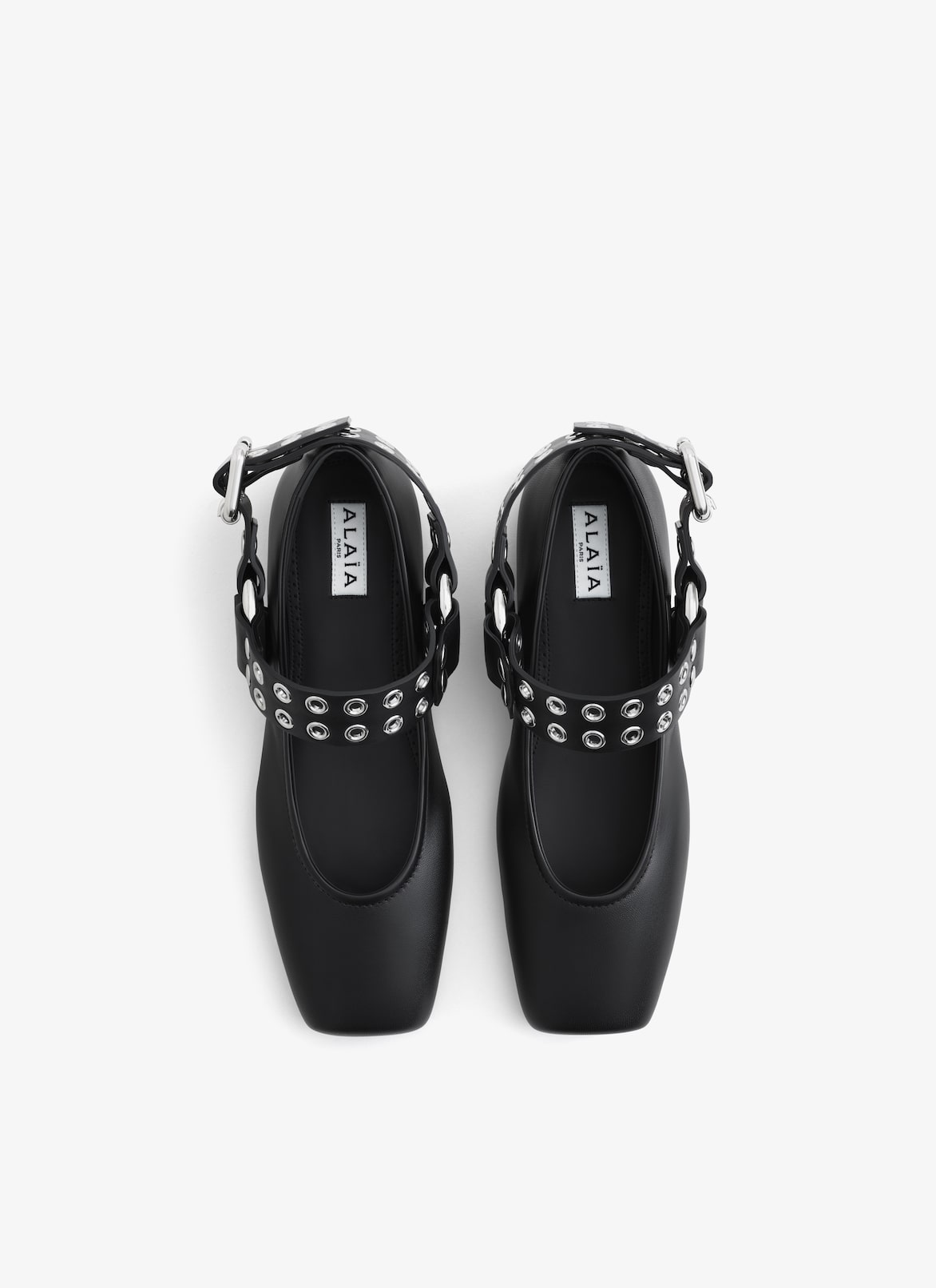 FLACHE BIKER-BALLERINAS AUS WEICHEM KALBSLEDER ALAÏA SCHWARZ FLACHE BIKER-BALLERINAS AUS WEICHEM KALBSLEDER